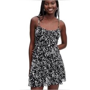 Diane von Furstenberg DVF Womens Strappy Mesh Sea Spots Black Mini Dress Size 2X